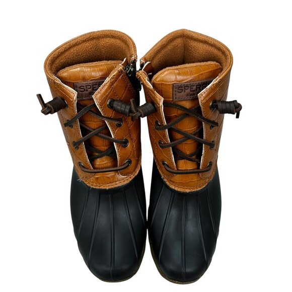 Sperry Top-Sider Saltwater Croc Emboss Tan Duck Boots Women's Sizes 6 - 6.5 M - Picture 7 of 9